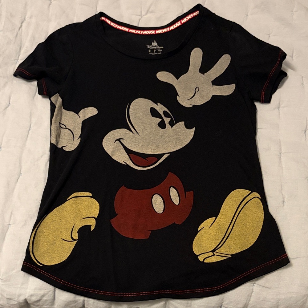 Disney Mickey Mouse Black and Yellow Womens Tee
